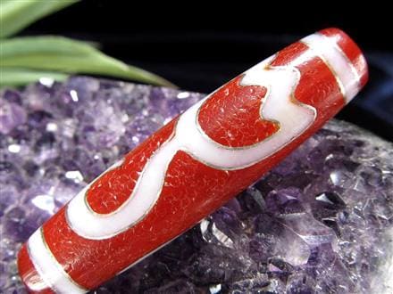 銀線 シルバー 馬蹄痕 紅天珠 魔除け 天珠 チベット