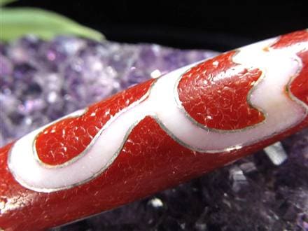 銀線 シルバー 馬蹄痕 紅天珠 魔除け 天珠 チベット