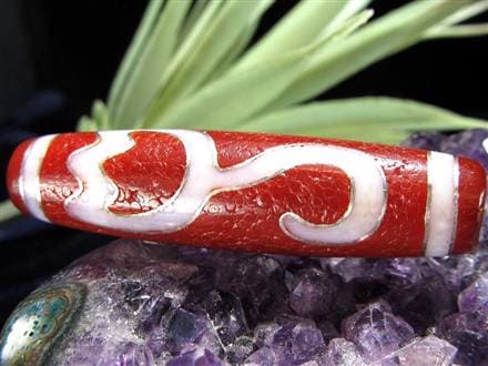 銀線 シルバー 馬蹄痕 紅天珠 魔除け 天珠 チベット