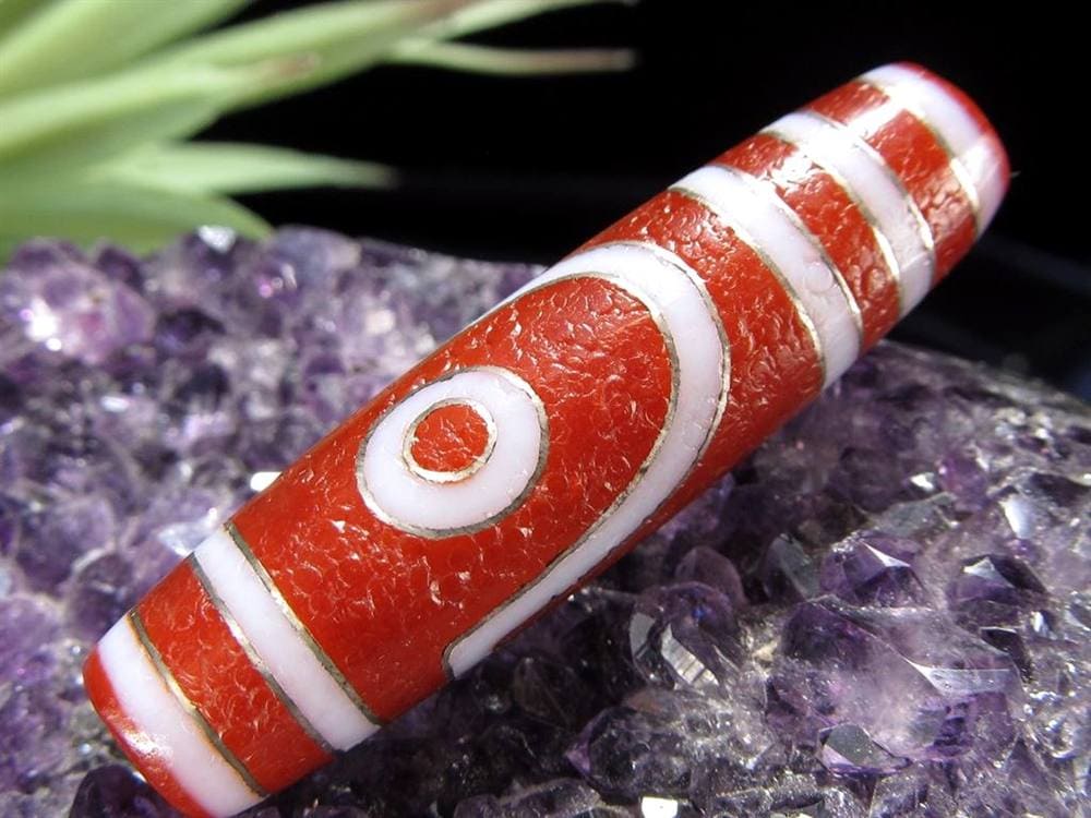 銀線 シルバー 馬蹄痕 紅天珠 魔除け 天珠 チベット