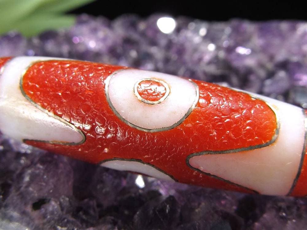 銀線 シルバー 馬蹄痕 紅天珠 魔除け 天珠 チベット