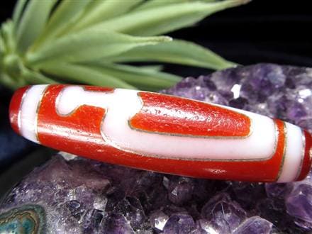 銀線 シルバー 馬蹄痕 紅天珠 魔除け 天珠 チベット