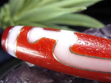 銀線 シルバー 馬蹄痕 紅天珠 魔除け 天珠 チベット