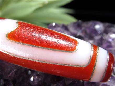 銀線 シルバー 馬蹄痕 紅天珠 魔除け 天珠 チベット