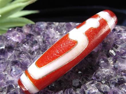 銀線 シルバー 馬蹄痕 紅天珠 魔除け 天珠 チベット