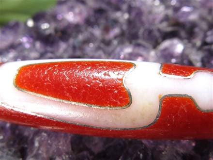 銀線 シルバー 馬蹄痕 紅天珠 魔除け 天珠 チベット