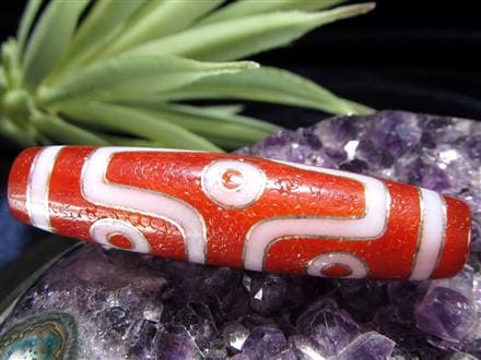 銀線 シルバー 馬蹄痕 紅天珠 魔除け 天珠 チベット