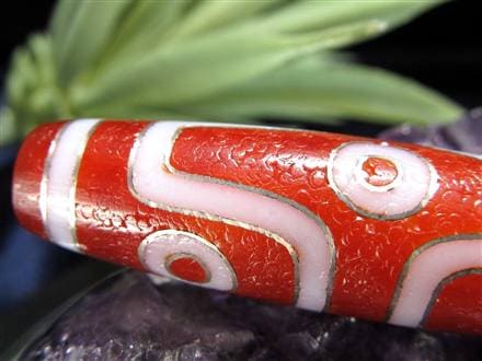 銀線 シルバー 馬蹄痕 紅天珠 魔除け 天珠 チベット