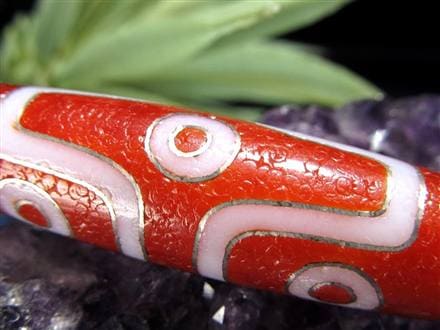 銀線 シルバー 馬蹄痕 紅天珠 魔除け 天珠 チベット