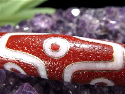 銀線 シルバー 馬蹄痕 紅天珠 魔除け 天珠 チベット