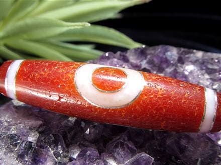 銀線 シルバー 馬蹄痕 紅天珠 魔除け 天珠 チベット