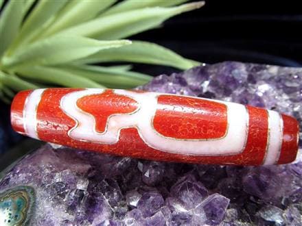 銀線 シルバー 馬蹄痕 紅天珠 魔除け 天珠 チベット