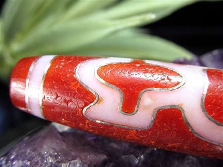 銀線 シルバー 馬蹄痕 紅天珠 魔除け 天珠 チベット