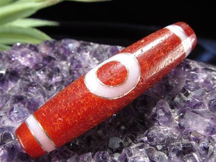 銀線 シルバー 馬蹄痕 紅天珠 魔除け 天珠 チベット