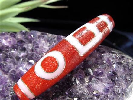 銀線 シルバー 馬蹄痕 紅天珠 魔除け 天珠 チベット