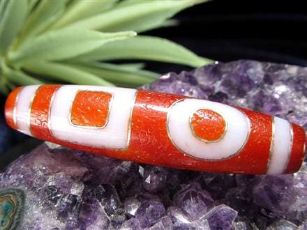 銀線 シルバー 馬蹄痕 紅天珠 魔除け 天珠 チベット