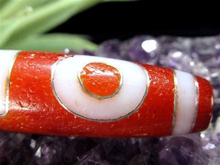 銀線 シルバー 馬蹄痕 紅天珠 魔除け 天珠 チベット