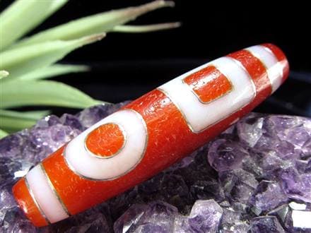 銀線 シルバー 馬蹄痕 紅天珠 魔除け 天珠 チベット