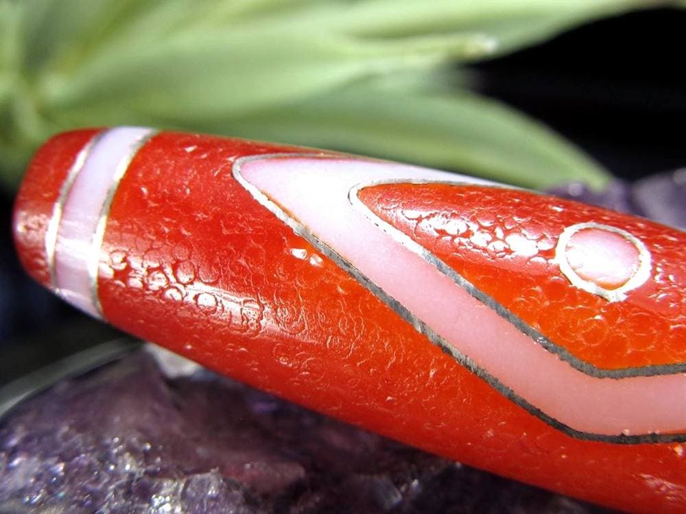 銀線 シルバー 馬蹄痕 紅天珠 魔除け 天珠 チベット