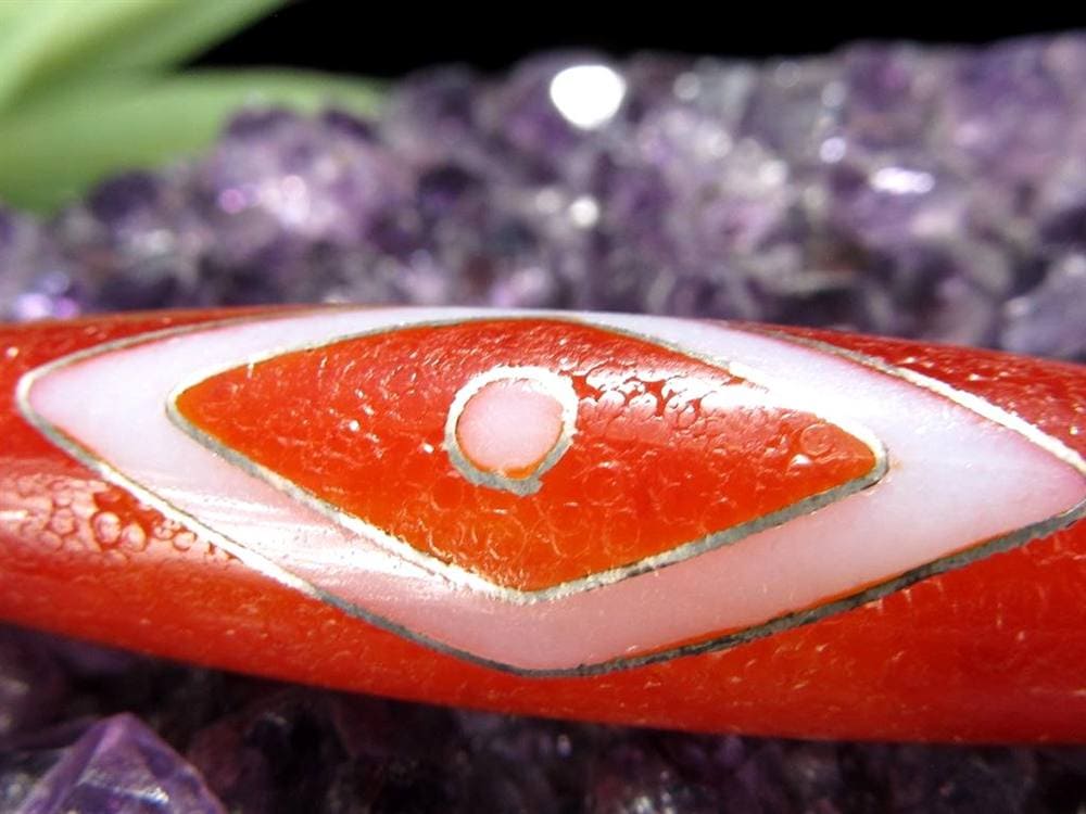 銀線 シルバー 馬蹄痕 紅天珠 魔除け 天珠 チベット