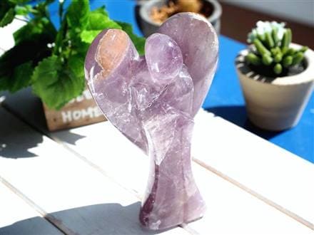 アメジスト 紫水晶 エンジェル彫り 置物 天使