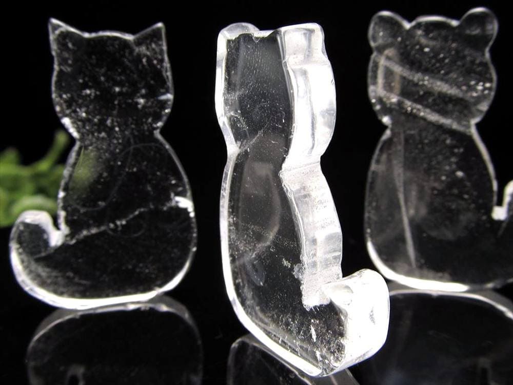猫型タンブル 天然クォーツ 水晶 ミニ キャット 置物 ブラジル産