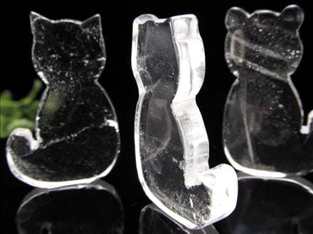 猫型タンブル 天然クォーツ 水晶 ミニ キャット 置物 ブラジル産