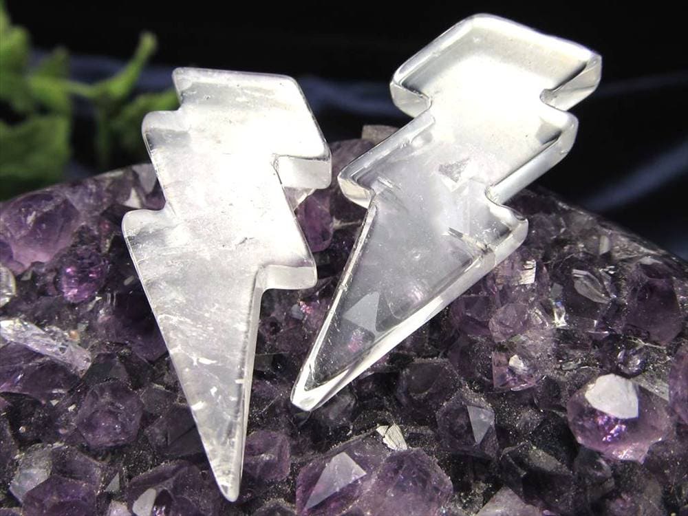 稲妻 天然クォーツ 水晶 ミニ ライトニング 置物 ブラジル産