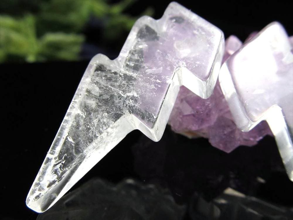 稲妻 天然クォーツ 水晶 ミニ ライトニング 置物 ブラジル産