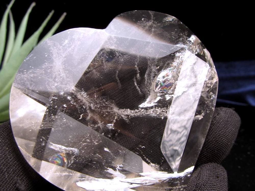 天然水晶 ハートカット オブジェ ブラジル産 置物