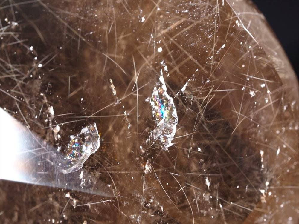 スモーキークォーツ 煙水晶 ハートカットオブジェ ゴールドルチル ルチルレイテッドクォーツ