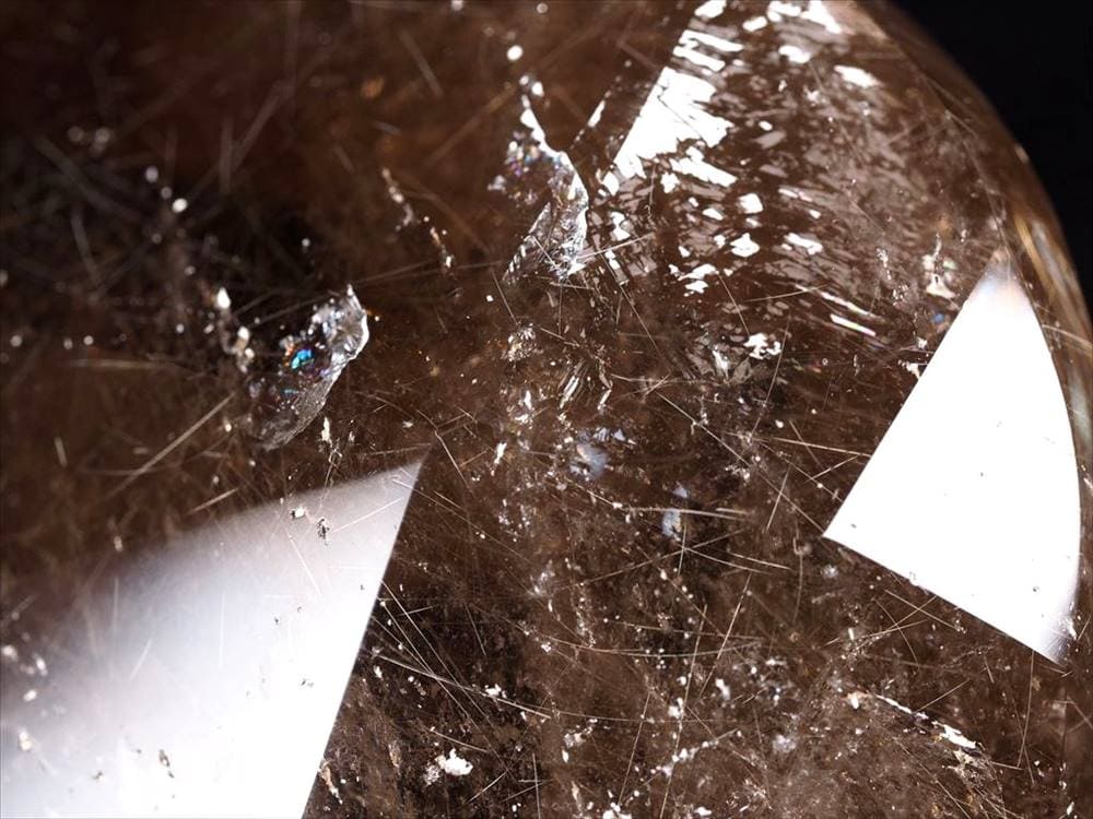 スモーキークォーツ 煙水晶 ハートカットオブジェ ゴールドルチル ルチルレイテッドクォーツ