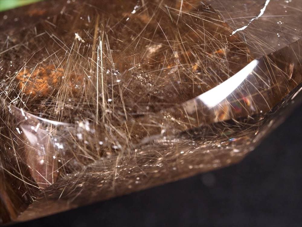 スモーキークォーツ 煙水晶 ハートカットオブジェ ゴールドルチル ルチルレイテッドクォーツ