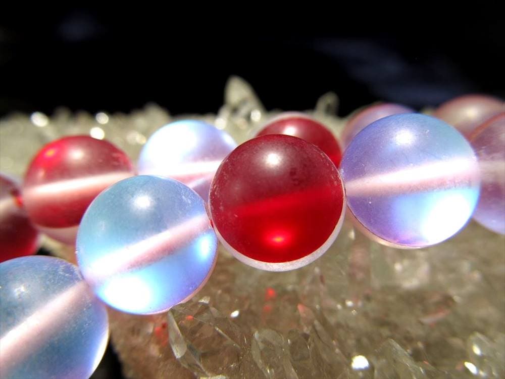 レインボーグラスオーラ,ルナフラッシュ,ビーズ連,虹色,人工石