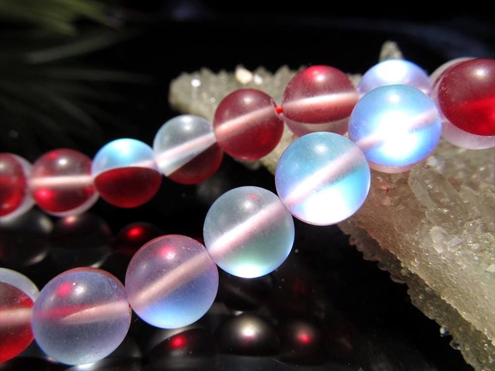 レインボーグラスオーラ,ルナフラッシュ,ビーズ連,虹色,人工石