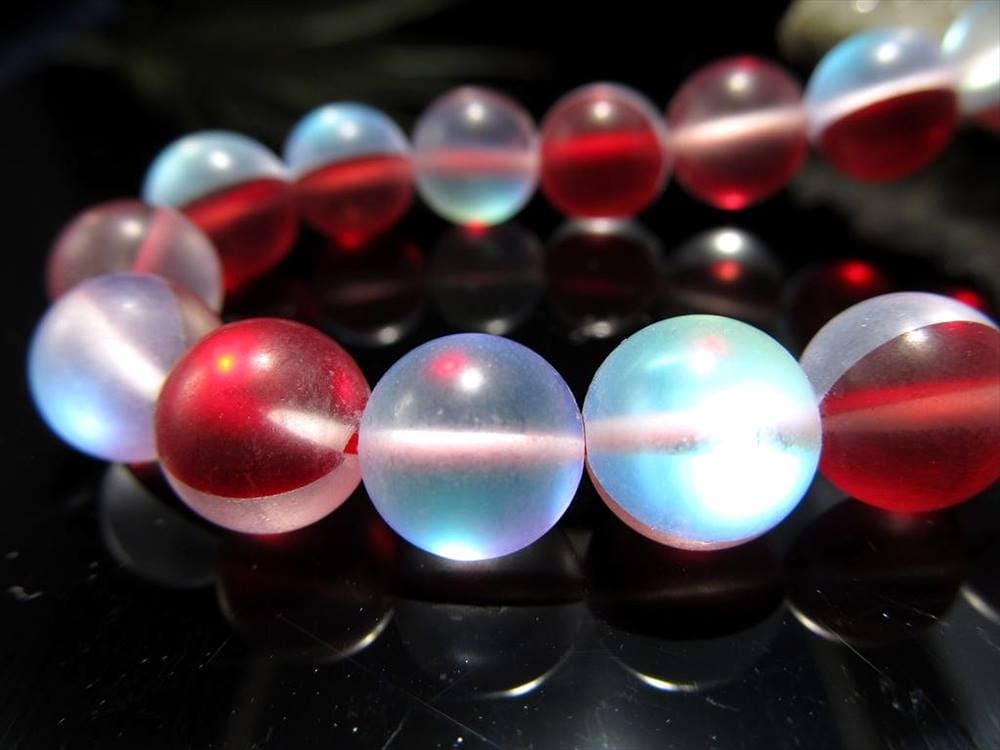 レインボーグラスオーラ,ルナフラッシュ,ビーズ連,虹色,人工石