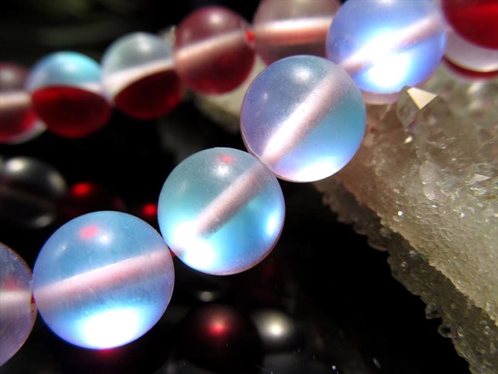 レインボーグラスオーラ,ルナフラッシュ,ビーズ連,虹色,人工石