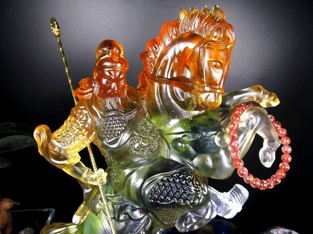 関羽 三国志 クリスタルガラス 置物 雲長