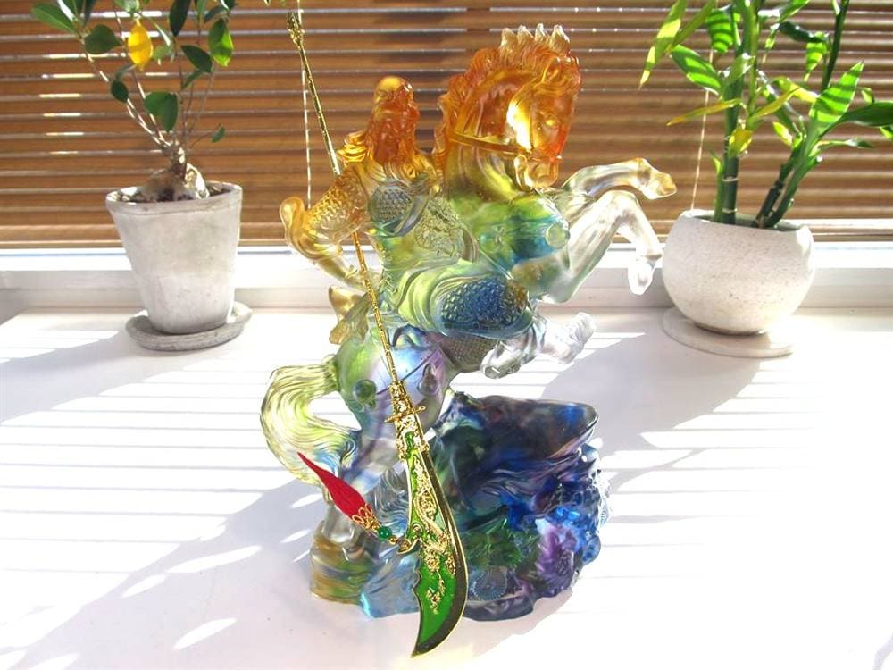 関羽 三国志 クリスタルガラス 置物 雲長