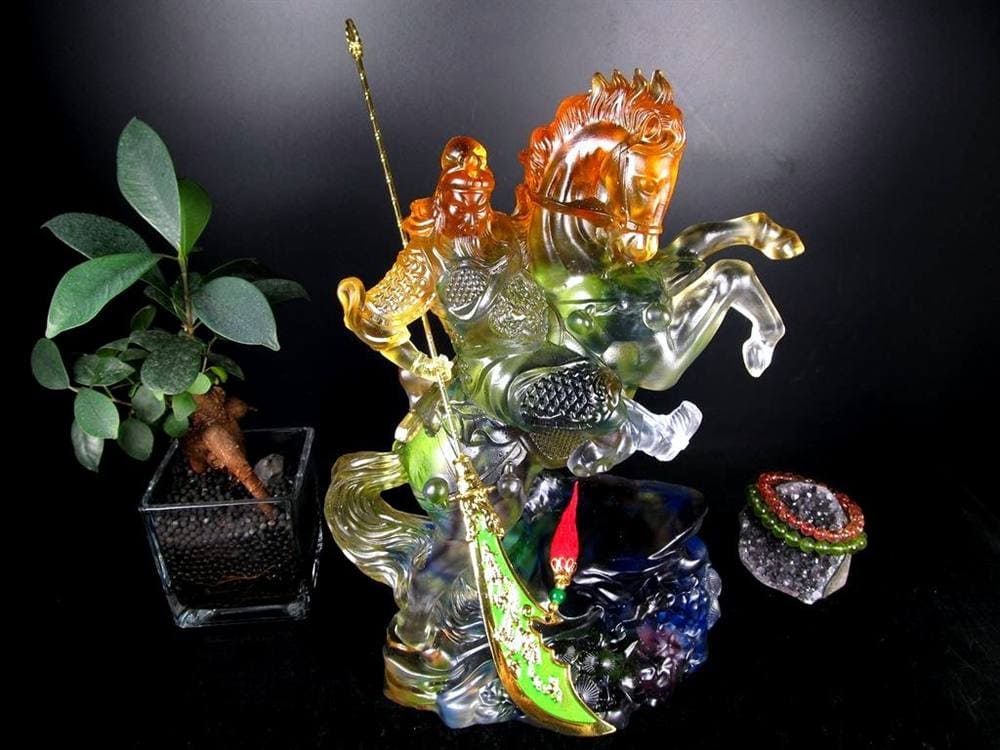 関羽 三国志 クリスタルガラス 置物 雲長