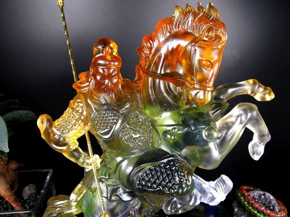 関羽 三国志 クリスタルガラス 置物 雲長