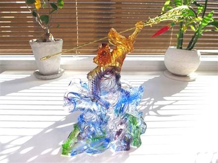 関羽 三国志 クリスタルガラス 置物 雲長