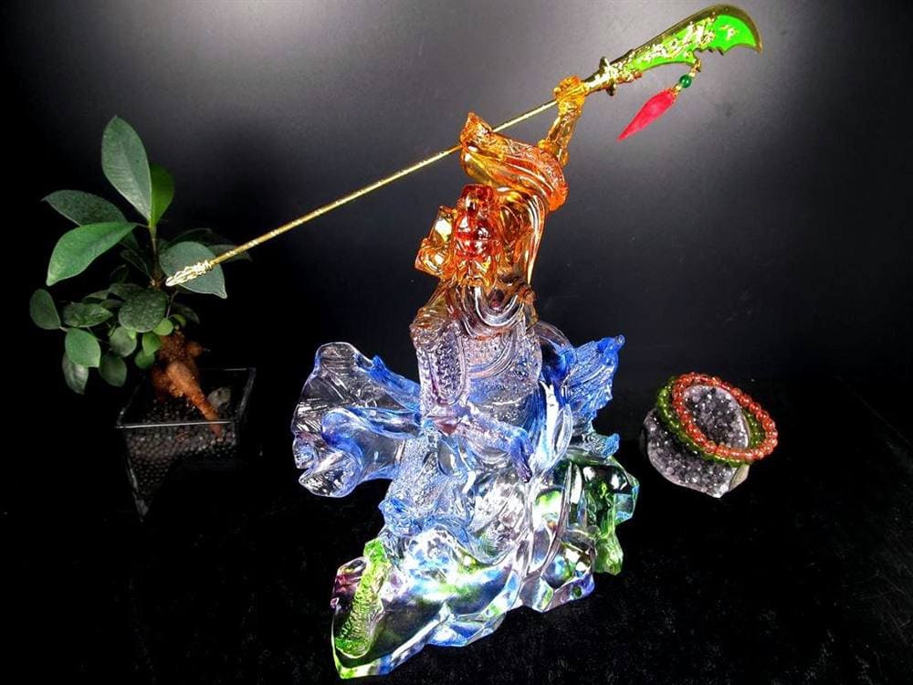 関羽 三国志 クリスタルガラス 置物 雲長