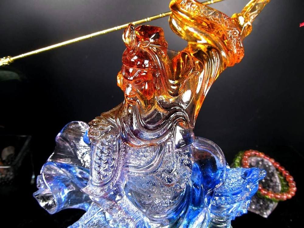 関羽 三国志 クリスタルガラス 置物 雲長