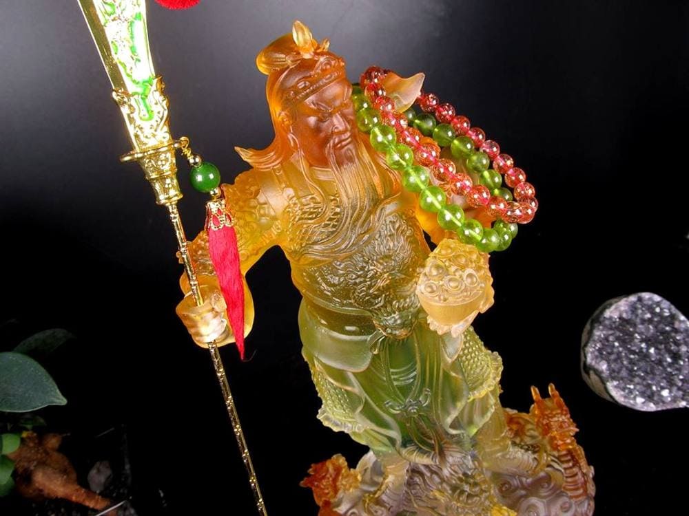 関羽 三国志 クリスタルガラス 置物 雲長