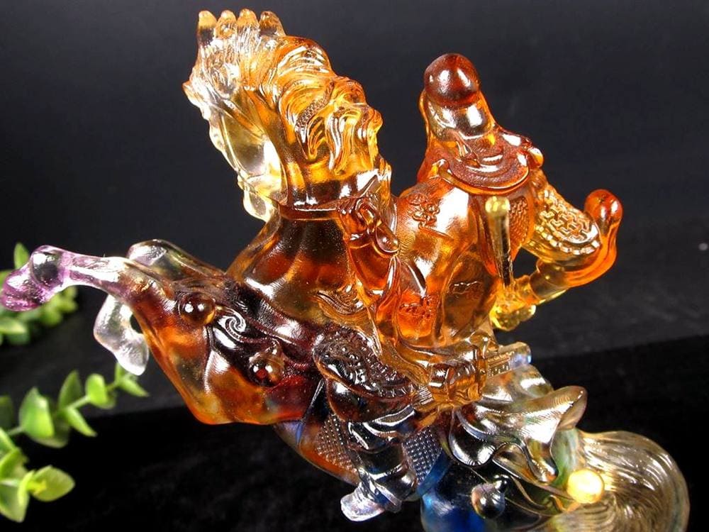 関羽 三国志 クリスタルガラス 置物 雲長