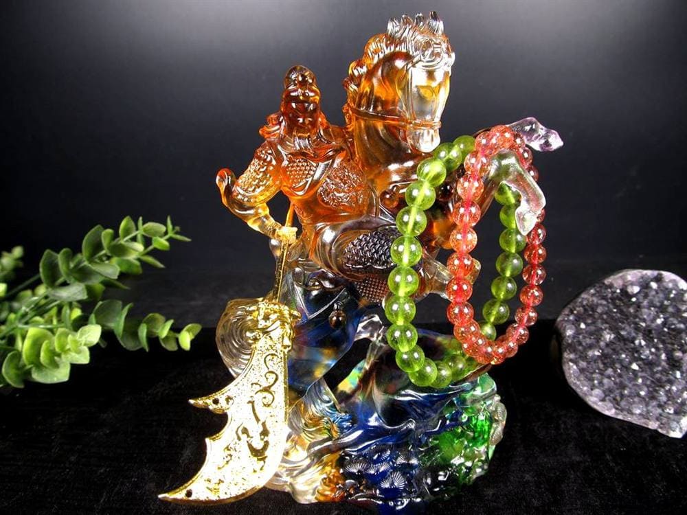 関羽 三国志 クリスタルガラス 置物 雲長