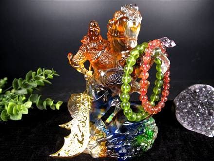 関羽 三国志 クリスタルガラス 置物 雲長