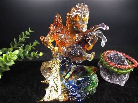 関羽 三国志 クリスタルガラス 置物 雲長