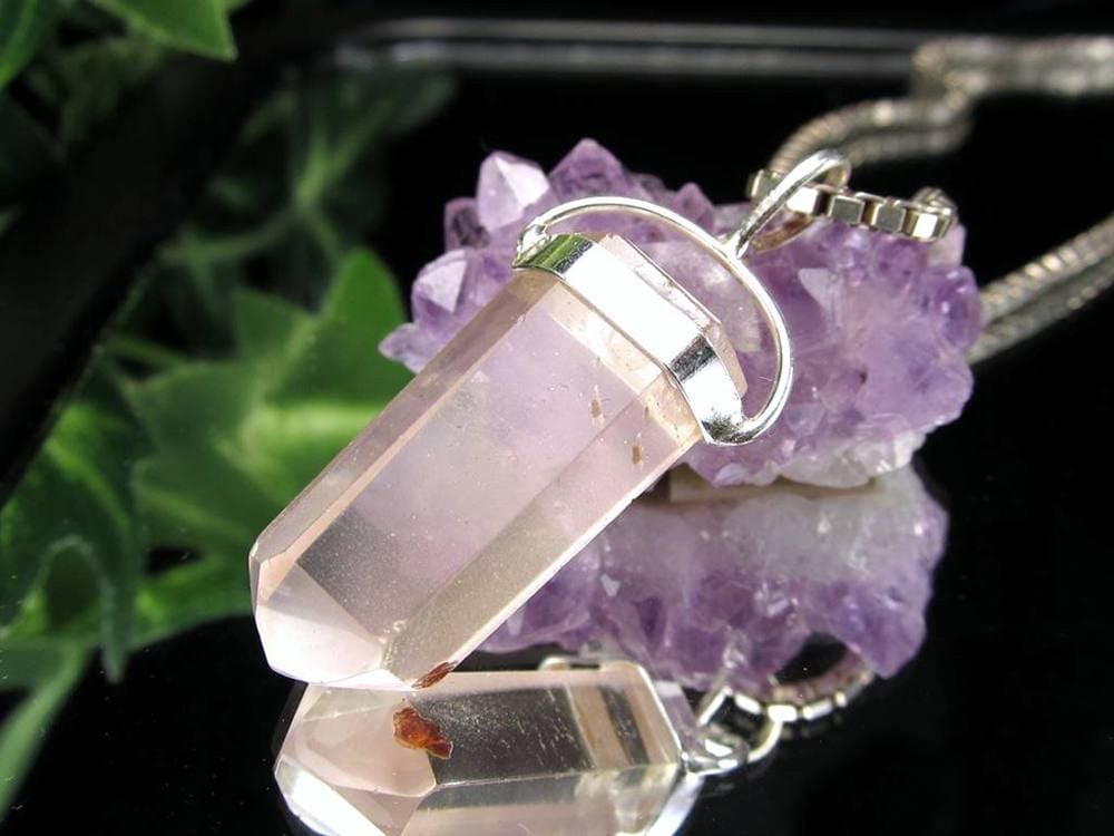リチウムクォーツ 水晶 ペンダントトップ ポイント ネックレス